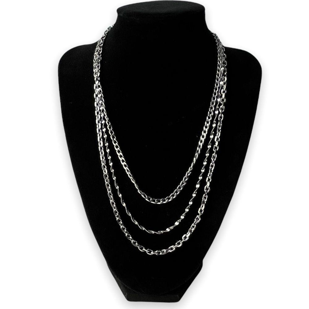 Multi Strand Silver Tone Necklace